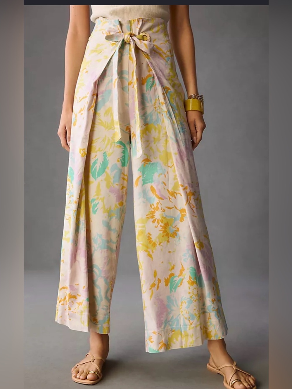 Maeve Wide-Leg Linen Wrap Pants Anthropology NWT 12